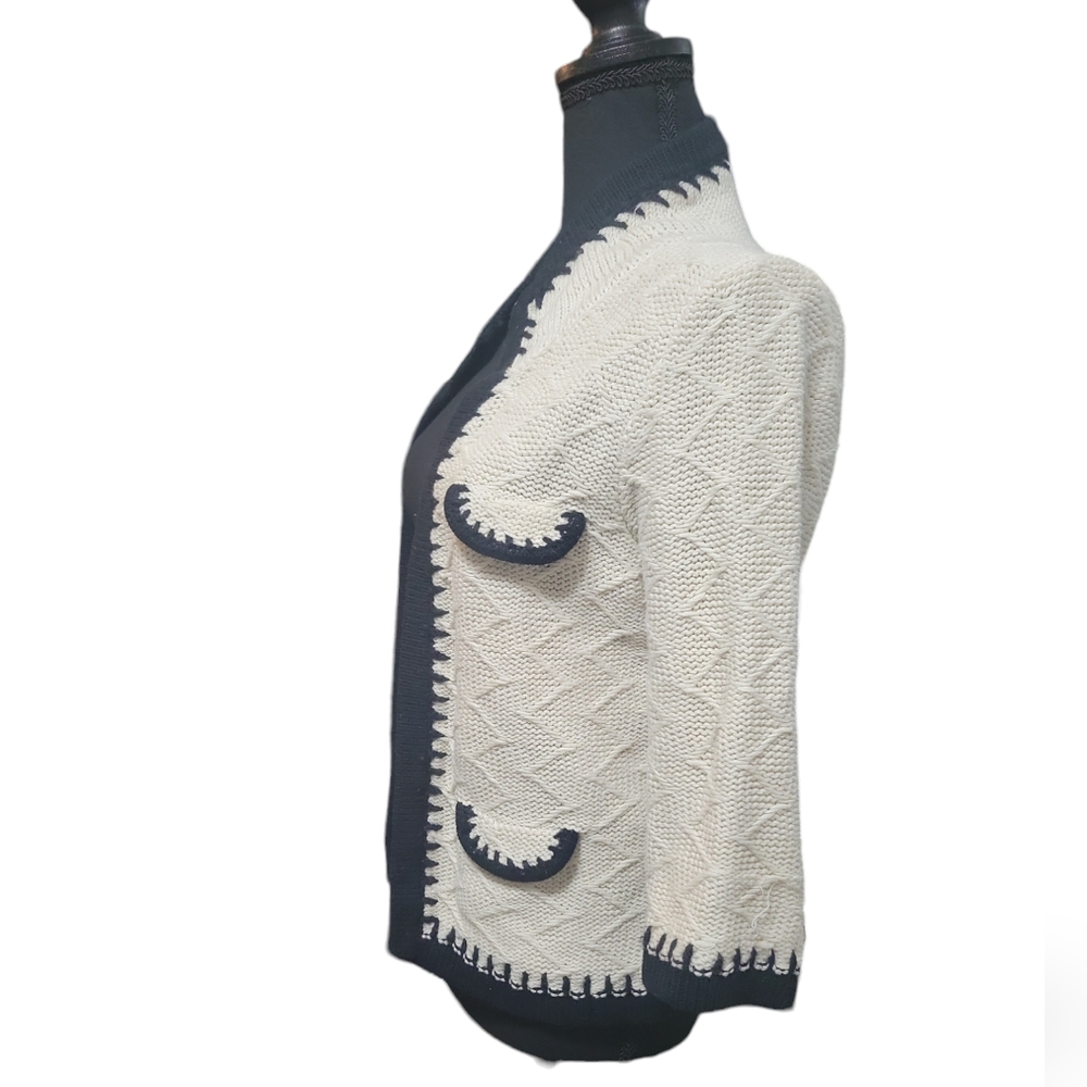 Cabi 297 M Cream "Socialite" Knit Open Front Cardigan Sweater jacket - Picture 4 of 14